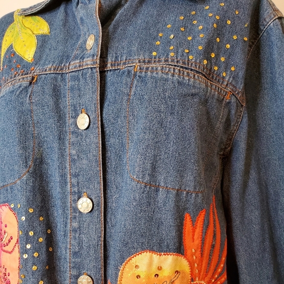 Vintage Lighthouse Apparel Denim Floral Jacket - Picture 5 of 7